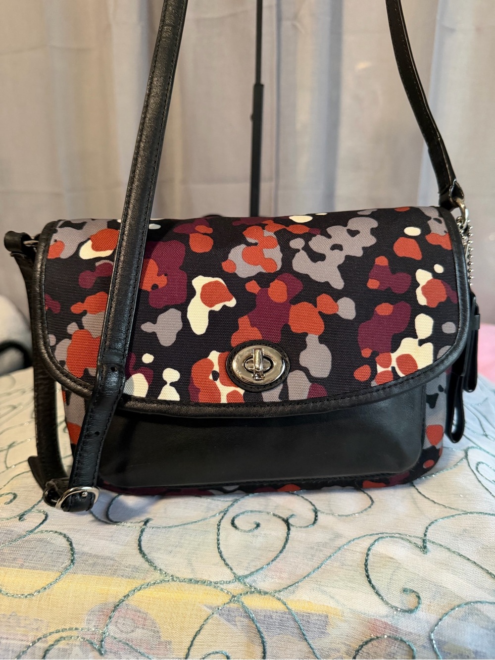 Coach Park Splatter Print Violet Flap Crossbody Bag (F33333)